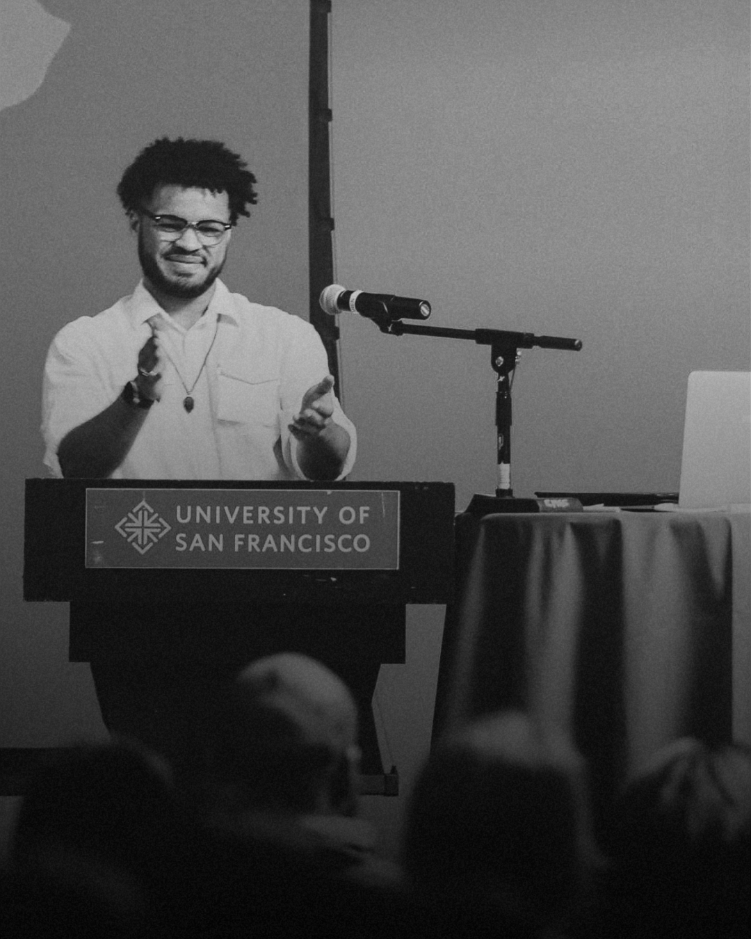 Jared T. Ross speaking at the University of San Francisco